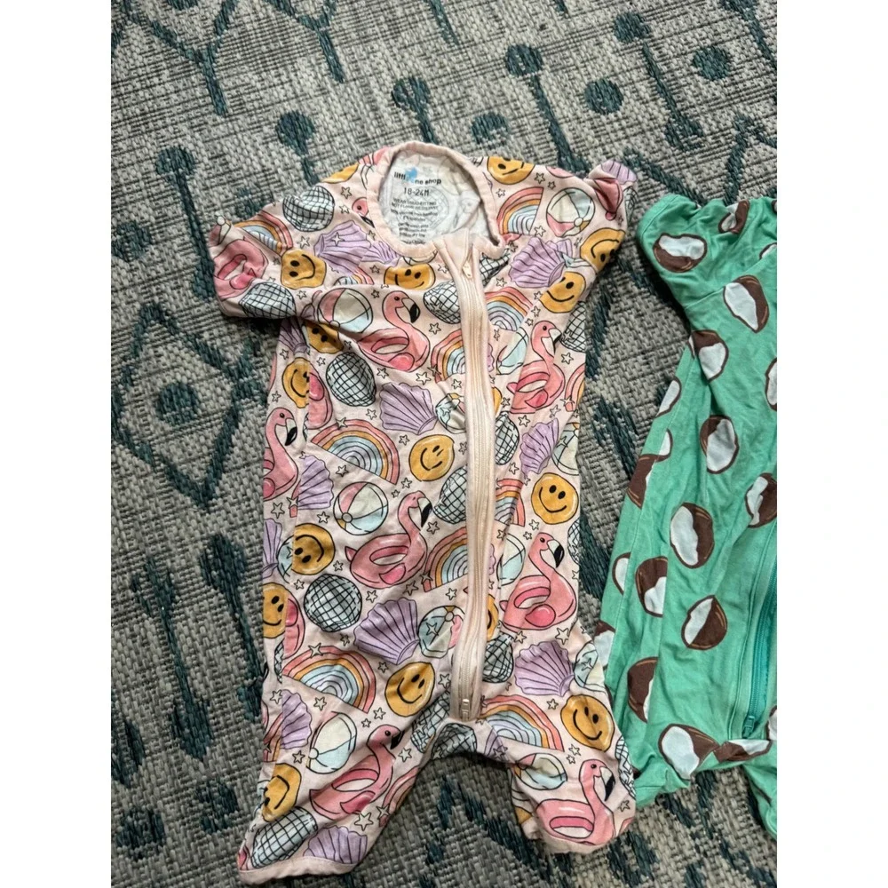 Little One Shop Bamboo Shortie Romper Bundle 12-24M Flamingo Coconut Surf